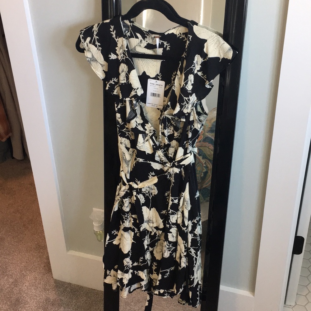 Free People black and white wrap dress
